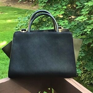 ZAC Zac Posen Black and Olive Two-toned Bag